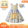 Flickans klänningar 2022 Nya lyxiga barn Baby Girls Summer Flower Bridesmaid Dresses for Children Princess Eid Party and Wedding Clothes W0224