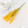 car dvr Decorative Flowers Wreaths 5Forks Simation Golden Wheat Ears Rice Artificial Plant Flower Arrangement Living Dining Bedroom Weddin Dhirs