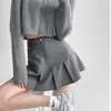 Skirts College Style Retro Spicy Girl High Waist Appear Thin Pleated Skirt Women Spring And Autumn Grey Half-body Fishtail Trend