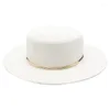 Berets 20 Color Fresh Natural Wide Brim Jazz Straw Hat Female Summer French Panama Women Flat Top Beach Sun Protection