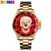 Horloges SKMEI Schedel Cacual Quartz Horloge Heren Horloges 3bar Waterdicht 3D Relief Patroon Strass Inlay Roestvrij Stalen Band