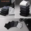 Herrstrumpor 5 parskalor Mäns korta strumpor Bambu Fiber Ankle Socks Man High Quality Summer Winter Business Black Male Dress Sock Z0227