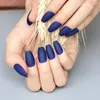 Faux Ongles La Dernière Mode Longue Tête Carrée Bonbons Couleurs 24pcs Mat Bleu Profond A618