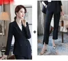 Pantalones de dos piezas para mujer Mujeres 2023 Moda de primavera 2 conjuntos Blazer femenino Chaquetas de color sólido Damas Pantalones largos delgados Traje de oficina Lady Formal