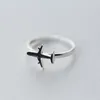 Cluster Rings Creative Cartoon Airplane Silver Color Ring Elegant Simple Wwomen's Wedding Charm Accessories Fashion Girl Jewelry Gift