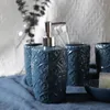 Badezubehör Set Blue Relief Craft Badezimmer Accessoires Keramik Nordic Moderne geschnitzte Zahnbürsten Dusche Hausdekorde