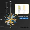 멀티 컬러 손 블로우 유리 샹들리에 라이트 디아 28 인치 둥근 모양 실내 매달려 샹들리에 클래식 천장 조명 chihuly 스타일 샹들리에 램프 LR1419