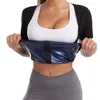 Damen Shapers Frauen Abnehmen Body Shaper Sweat Shorts Ärmel Shirts Reißverschluss Push Up Taille Trainer Korsett Abnehmen Tops Sauna Shapewear