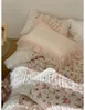 Yatak takımları fransa romantik vintage çiçek pamuk 4pcs prenses saf yorgan yatak keten yastık kılıf fransız sevimli
