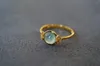 Кластерные кольца JHY Ювелирные изделия Сплошные 18K Желтый золото Природа Зеленый нефрит 6,9 мм драгоценные камни для женщин