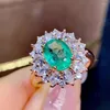 Cluster Rings Fashion Classic Natural и Real Emerald Ring 925 Серебряное серебро для мужчин или женщин