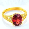 Anillos de racimo de lujo rojo cristal rubí piedras preciosas circón diamantes para mujeres Color oro joyería Bague Bijoux boda fiesta regalos accesorio