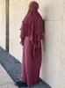 Etniska kläder jilbab bönkläder kvinnor ramadan islamisk jilbeb 2 bit set dubai turkiska blygsamma outfit skiktad khimar scarf hijablong klänning 230227