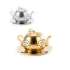 Goud 304 Roestvrijstalen thee -infuser Teapot Tray Tea Strainer Kruidenfilter Theeware Accessoires Keukengereedschap Tea Infuser SN4329