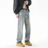 Mäns jeans Ny amerikansk vintage bläck stänk jeans herrar raka personlighet byxor ben råa byxor för våren och sommaren z0225