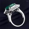 Cluster Rings Lab Grown Emerald Jewelry Ring Yellow Gold Custom MS-251