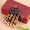 Smoking Accessories Ebony rod filter cigarette holder trumpet ebony carved dragon wood pipe holder