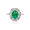 Ringos de cluster 925 Mulheres de prata Dois tons banhados Sterling Green Emerald Turmaline Ring para jóias de presente