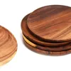 装飾プレート手作りの木製アカシアディナープレート果物皿用の壊れやすい丸い木板スナックデザートサービングトレイテーブルウェアZ0227