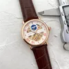 fashion Luxury mens watch mechanical automatic movement moon phase designer wristwatches Top brand Genuine Leather strap watches for men Father's Day Birthday Gift