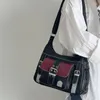 Bolsas de noite Y2K Girls Retro Contrast Color Color Feminino Messenger Bag Trendy Ladies Cool Pu Tote bolsa Bolsas
