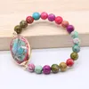 Charm Bracelets Fashion Bracelet Mixed Natural Stones With Oval Gemstone Women Stone Jewelry Gift Handmade Strand GB021