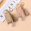 Keychains Portable Leather Case 30ml Empty Bottle For Hand Sanitizer Leakproof Plastic Bag Pendant Tassels KeychainKeychains