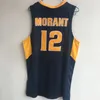 QQQ8 Ja Morant Jersey Donanma Elite Murray Eyalet Yarışçıları NCAA Koleji Basketbol Formaları Crestwood Lisesi Şövalyeleri Siyah Beyaz Blue Blue Sarı Boyut S-XXL