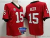 NCAA Football Jersey College 15 Carson Youth Beck Maglie 150th Nero Bianco Rosso per Uomo Donna Bambini Ragazzi