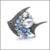 samochód DVR Inne Snap Button Buinry Components Colorf Rhinestone Fish 18 mm Metalowe przyciski Snaps Fit Bransoletka Noosa ZE0028 DOSTALNOŚĆ F DHEKX