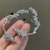 Stud -oorbellen uniek ontwerp 925 zilveren naald geometrische dames sprookjes metalen oorclip hiphop oorbel vrouwelijke sieraden