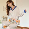 Womens Sleepwear QSROCIO High Quality Pajamas Set Floral Print Faux Silk Nightie Luxury Homewear Leisure Loungewear Female 230227