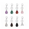 car dvr Keychains Lanyards Design Keychain Waterdrop Natural Crystal Quartz Stone Keyring Key Chains For Couple Friend Gifts Diy Jewelry D Dh9Yn