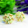 Stud Earrings Selling Brand Jewery Luxury Crystal Double Imitation For Women Ceramic Flowers Summer Style