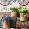 Couronnes de fleurs décoratives Bouquet artificiel en plastique Rural créatif lavande plante en pot bonsaï sac tissu pour la fête à la maison