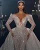 Elegant Beading Detachable Tulle Train Wedding Dress Mermaid Bridal Gown DP7030 main image 0