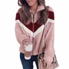 Women's Jackets Autumn Winter Warm Women's Clothes Loose 5XL Big Plus Size Plush Hoodie Zipper Patchwork Woollen Ladies Coats And Women