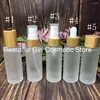 Opslagflessen natuur milieuvriendelijke luxe luxe aangepaste bamboe deksel matglas huidverzorging cosmetische fles 30 ml huidverzorging lotion