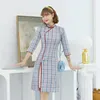 Etniska kläder 2023 Elegant kvinnor ao dai klänning Vietnam Förbättrade modern kinesisk qipao sexig split aodai rutig cheongsam