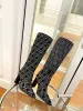 하이힐 Chenile Boots Baguette Boot Square To Blue Black Jacquard Motif Heel Height 110 mm Ladies Women 's Fashion Design 2023