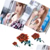 Tatuagens temporárias y Red Rose Design Mulheres impermeabilizadas Arte da arte do corpo da perna Flor da perna Fossa Fake Tattoo Sleeve Paper Tips Tools Delive Delive Dh0jz