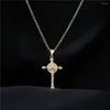 Kedjor Europeiska och amerikanska som säljer religiösa smycken pläterade 18k guld zirkon Jesus Cross Pendant Necklace