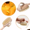 Outils de bain Accessoires Brosse en bois de sanglier naturel Brosse en bois à long manche Masr Douche Retour Spa Corps Peau Produits de salle de bain Drop Deliver Dhn82