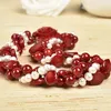 Ketens maat voor 7-8 mm rode en witte natuurlijke coralpearls met rozenhanger ketting 20inch sieraden geschenken H181