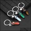 CAR DVR Keychains Lanyards Fashion 26 Letter Key Rings Natural Stone Pendant Keychain Rose Quartz Stones Crystal Lover Chains Accessories DHB43