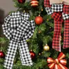 Christmas Decorations Cute Plaid Bow Wreath Holiday DIY Crafts Door Decor Bowknot Ornaments For Tree Xmas Wedding Party