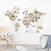 Wall Stickers Cartoon Large World Map Animals Wildlife Watercolor Vinyl Decals Print Kids Room Playroom Interior Home Decor 230227