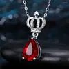 Colares pendentes de colar de coroa de estilo coreano Brilho Shine Red Water goto