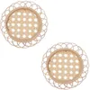 Table Mats & Pads 2Pcs Bamboo Woven Vintage Flower Shape Hollow Design Storage Basket Cup Coasters Sundries Container Decor