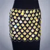 Skirts Sexy Bling Rhinestone Metal Body Chain Sequins Skirt Women Summer Beach Hollow Out Nightclub Party Mini